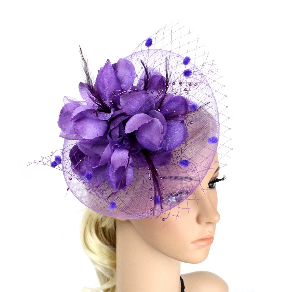 Women'S Fashion Kentucky Derby - 여성용 베일 페더 파시네이터 헤드웨어 칵테일