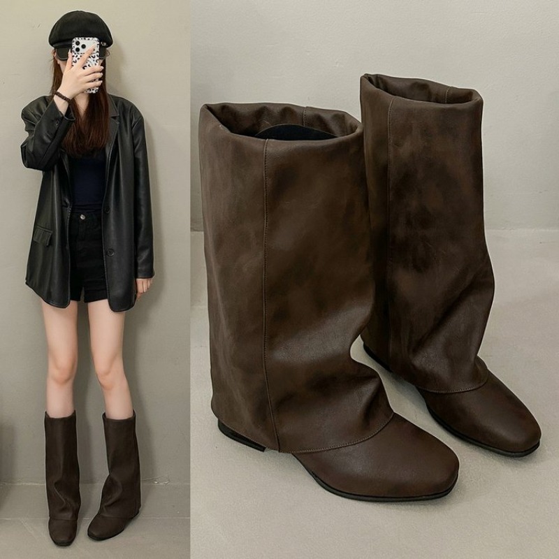 Women'S Fashion Knee High Boots - 2026 뉴 스퀘어 헤드 빈티지 패션