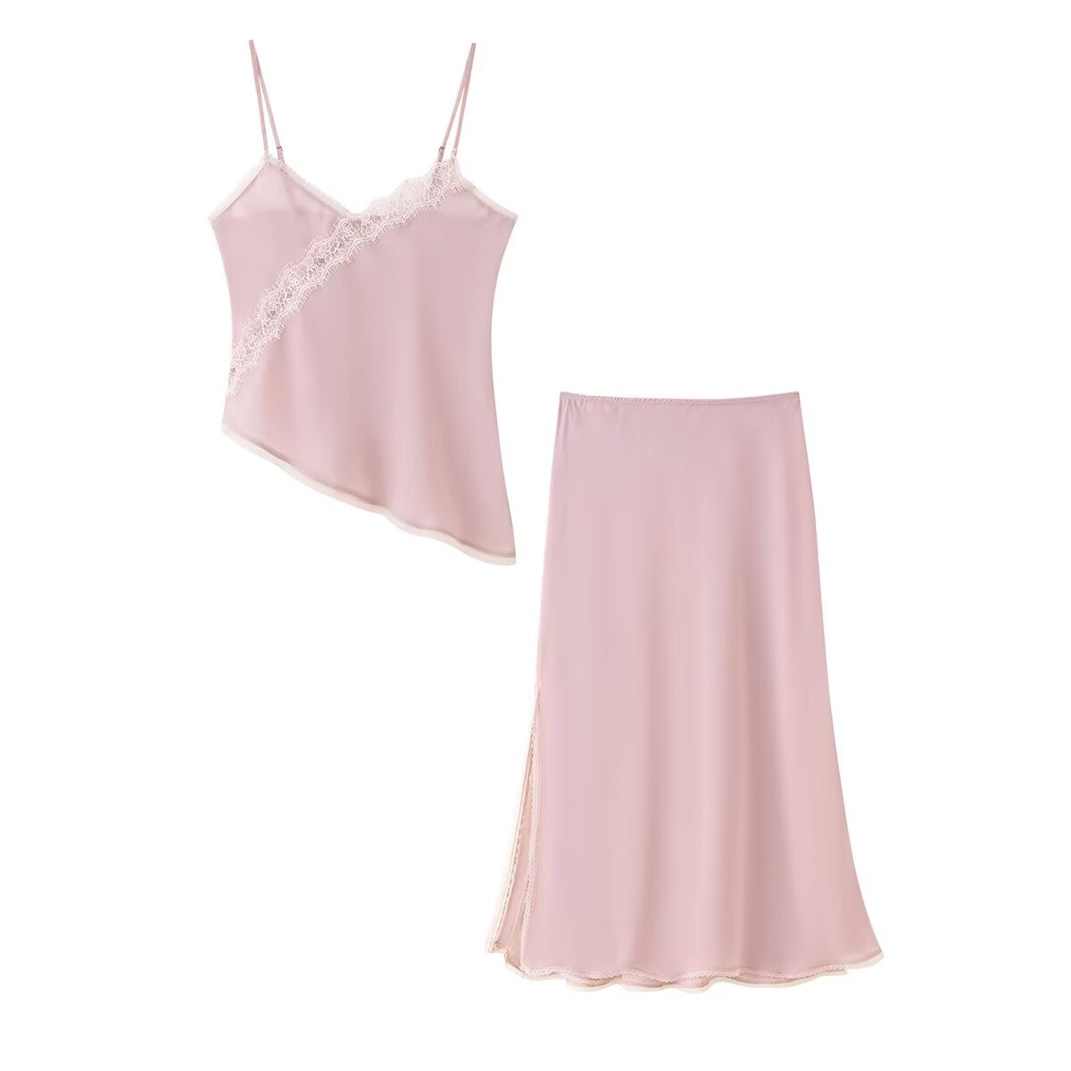 Lace Trim Cami - 티달리프 2025 여성용 핑크 캐미 탑과