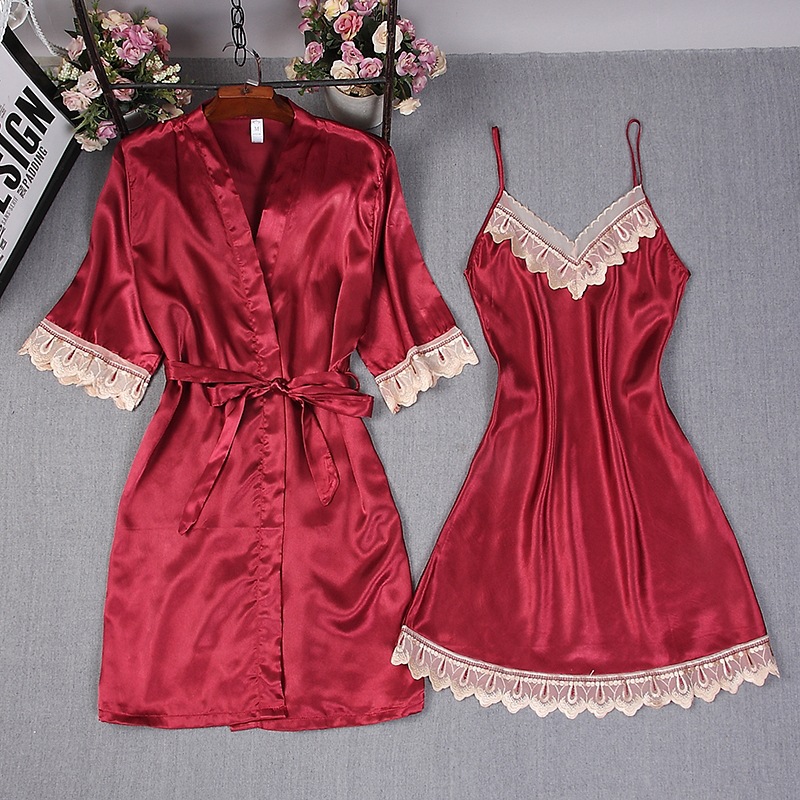 여성 새틴 가운 순수한 색상 신부 들러리 웨딩 가운 세 - Lace Trim Cami 리뷰 및 가격