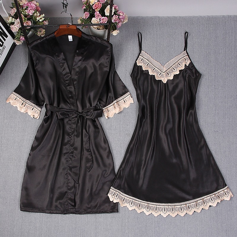 여성 새틴 가운 순수한 색상 신부 들러리 웨딩 가운 세 - Lace Trim Cami 리뷰 및 가격