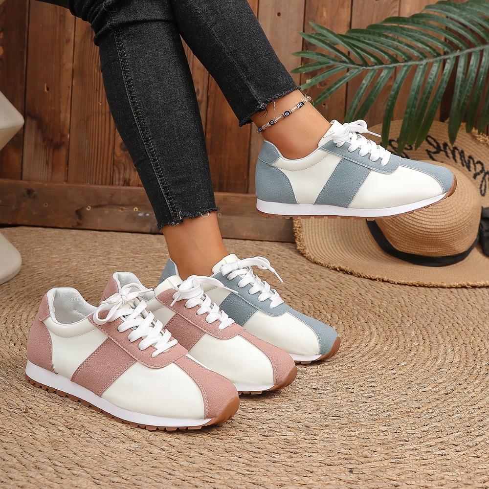 여성 컬러 블록 스니커즈 레이스업 패치워크 레트로 워킹 - Women'S Fashion Shoes 리뷰 및 가격