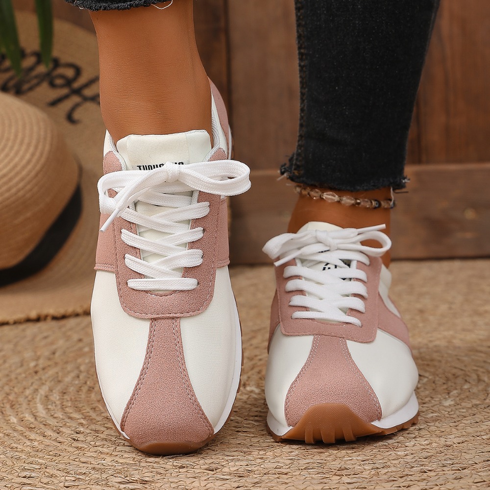 여성 컬러 블록 스니커즈 레이스업 패치워크 레트로 워킹 - Women'S Fashion Shoes 리뷰 및 가격